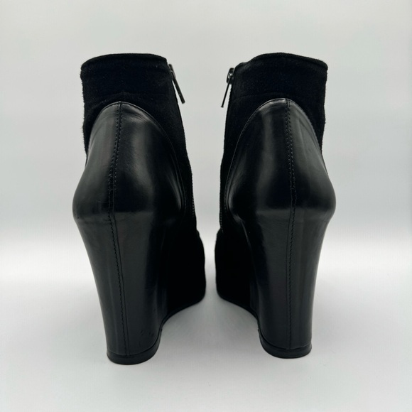 ANN DEMEULEMEESTER BLACK LEATHER BOOTS ANKLE BLACK WEDGE BOOT PLATFORM BOOT 38.5 - Picture 6 of 17